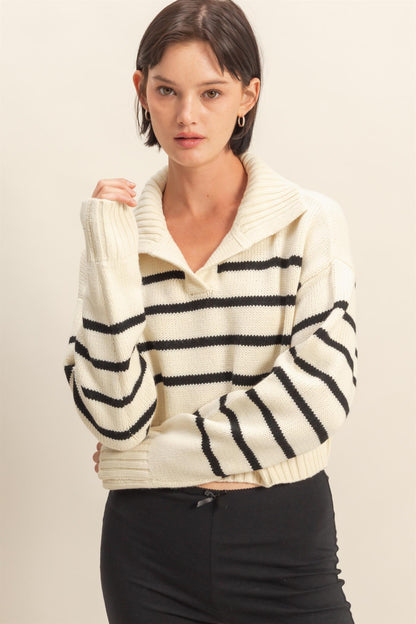 Marlowe Striped Collared Sweater