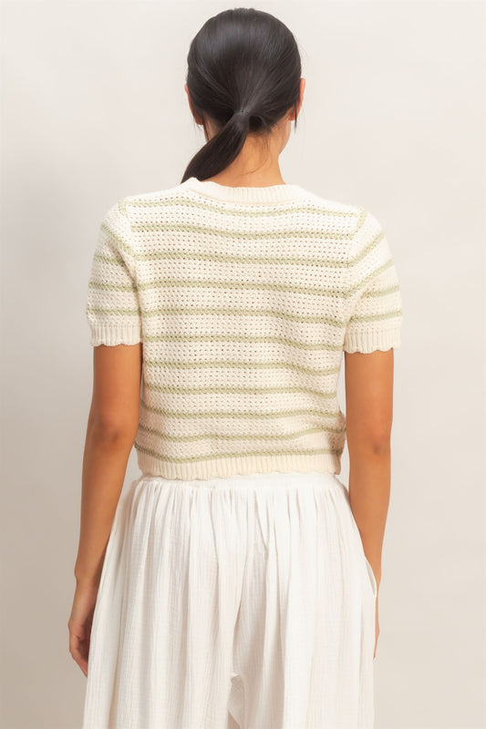 Olive Stripe Knit Cardigan