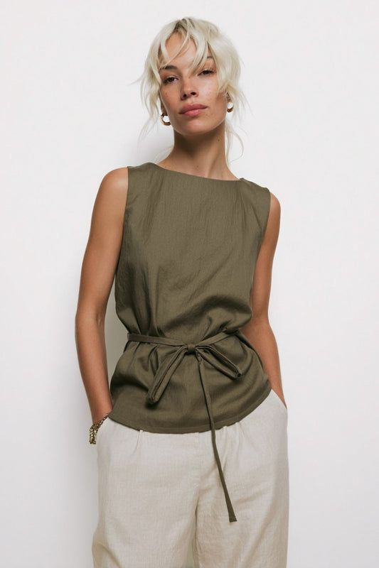 Elena Tie-Waist Top