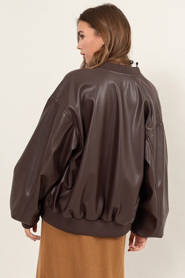 Holly Leather Oversized Jacket