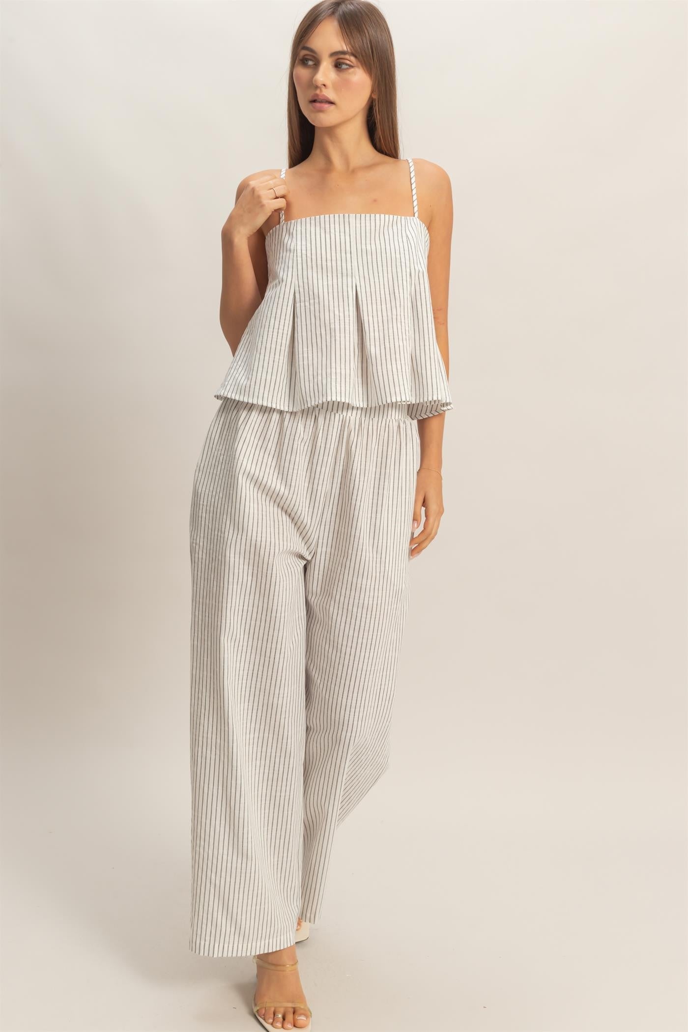 Capri Striped Wide-Leg Pants