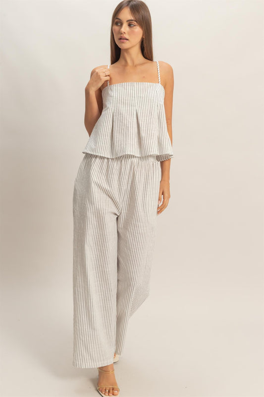 Capri Striped Wide-Leg Pants