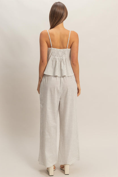 Capri Striped Wide-Leg Pants