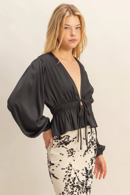 Midnight Muse Satin Blouse