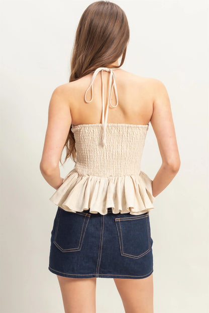Celeste Halter Peplum Top