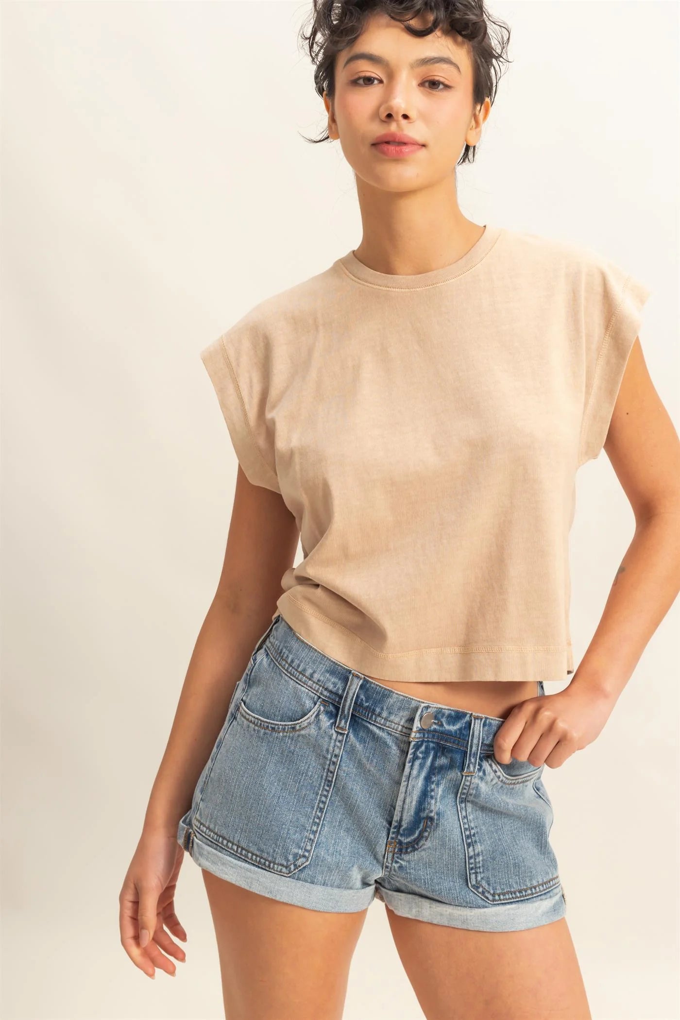 Amie Cap Sleeve Oversized Tee