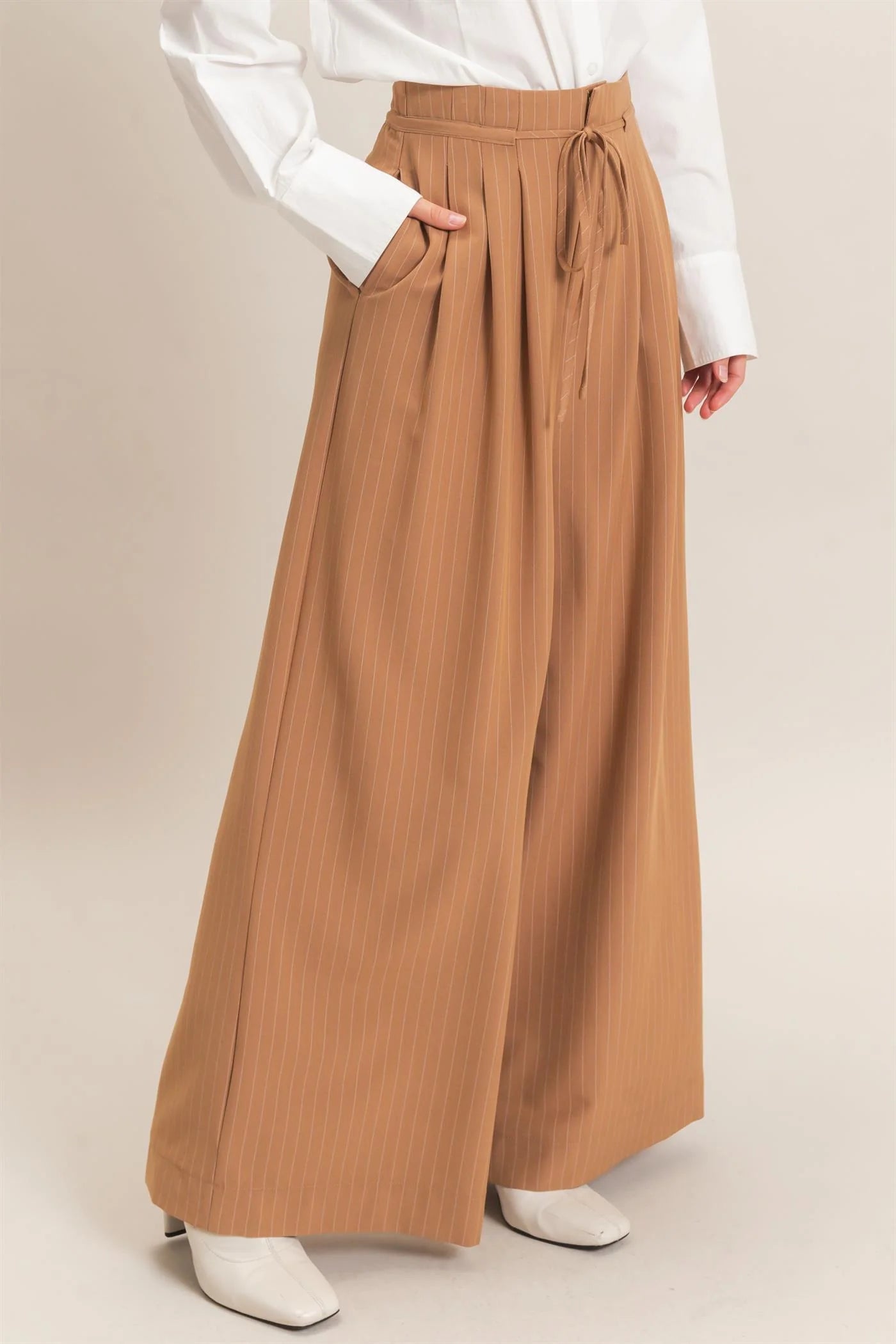 Madison Pinstripe Wide Leg Pants