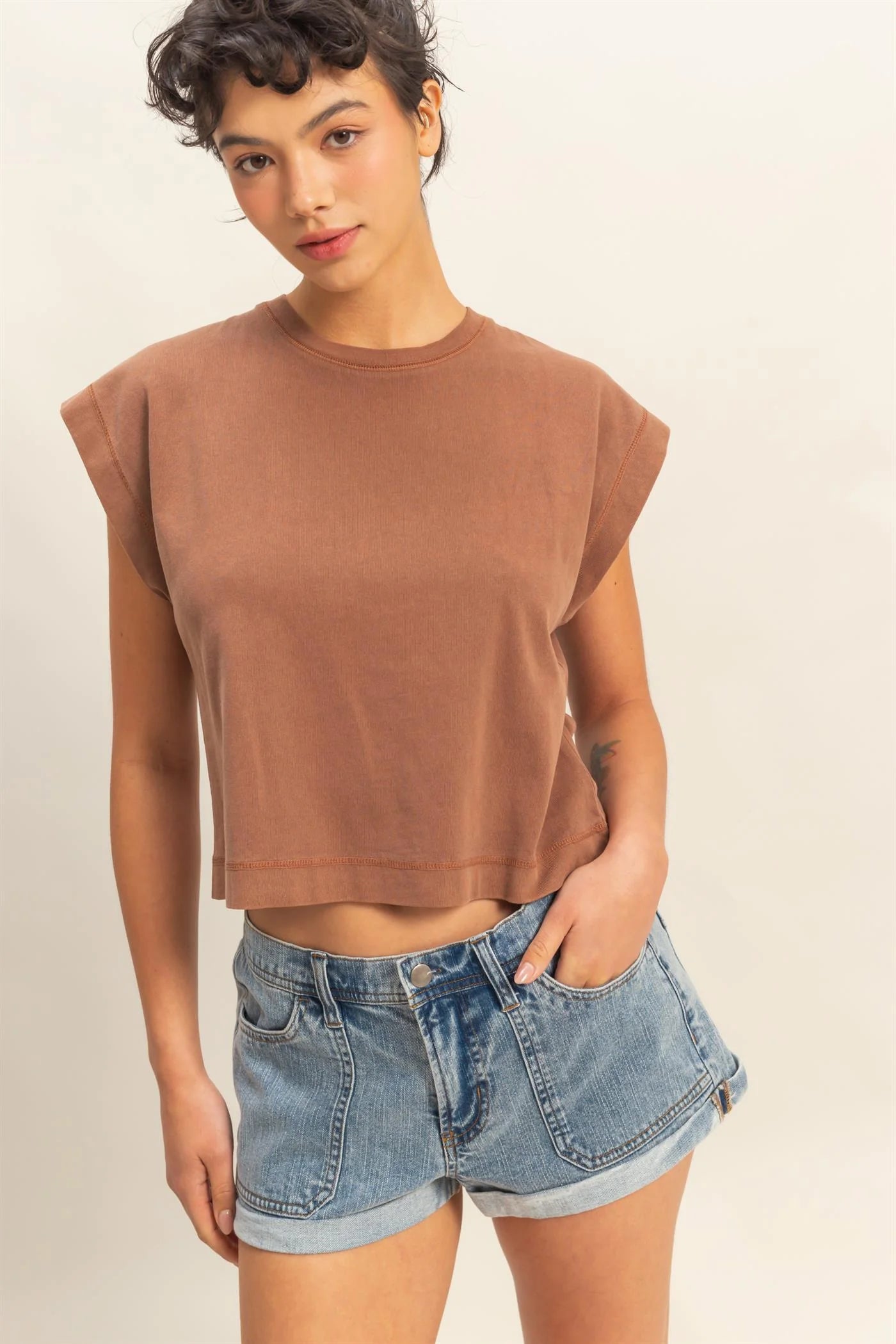Amie Cap Sleeve Oversized Tee