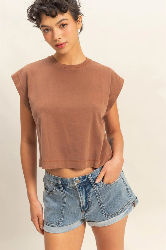 Amie Cap Sleeve Oversized Tee