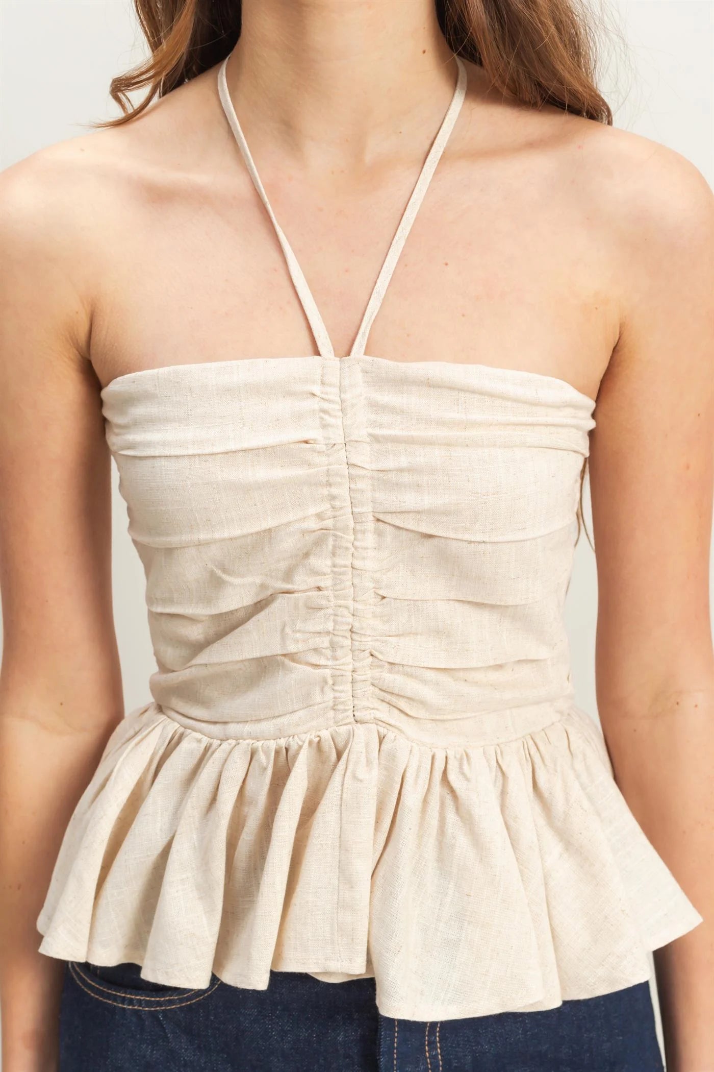 Celeste Halter Peplum Top