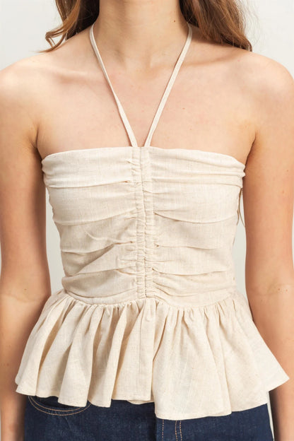 Celeste Halter Peplum Top