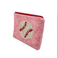 Pink Baseball Beaded Pouch