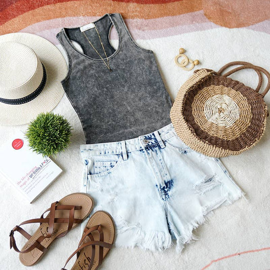 Mineral Wash Racerback Tank Bodysuit